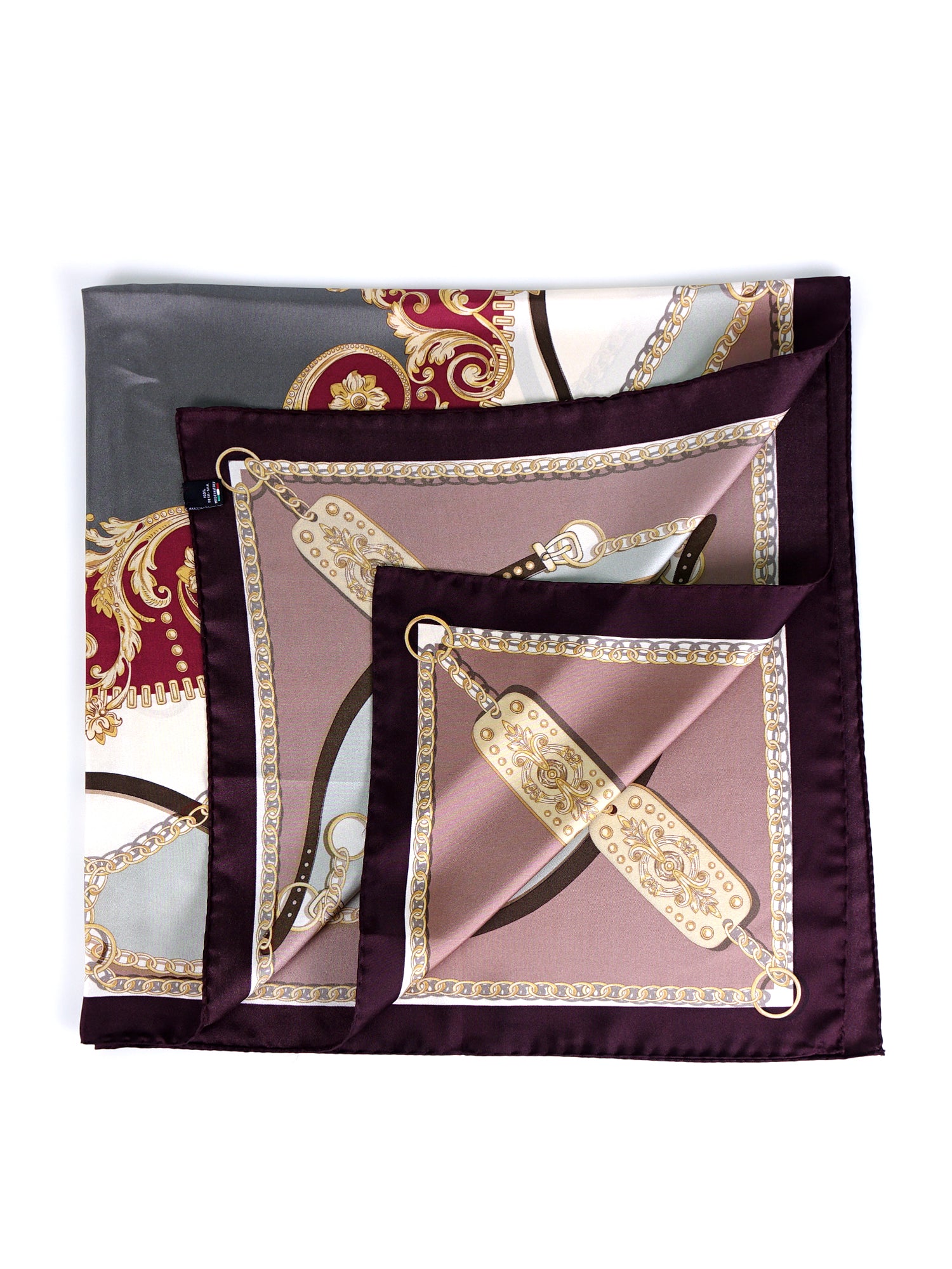 Foulard fantasia in beige/grigio in pura seta stampata BERENIKE