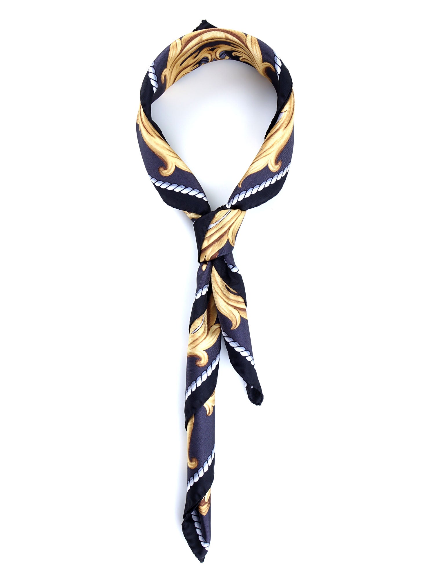 Foulard nero 90x90cm in seta stampata PAINTING