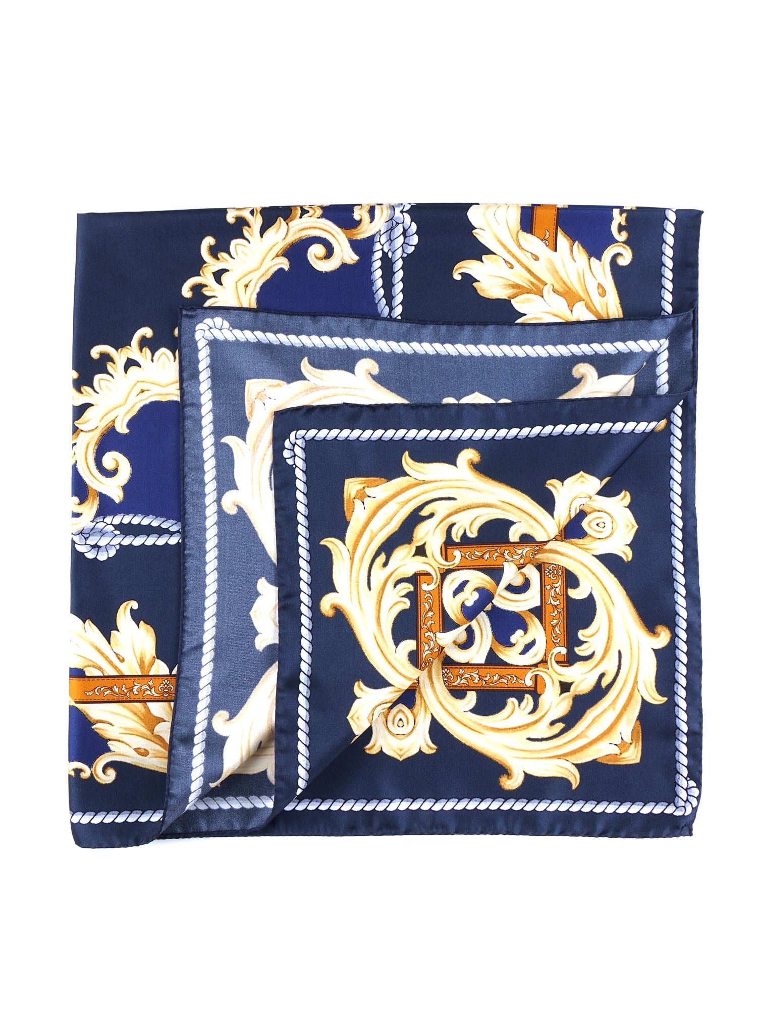 Foulard blu 90x90cm in seta stampata PAINTING