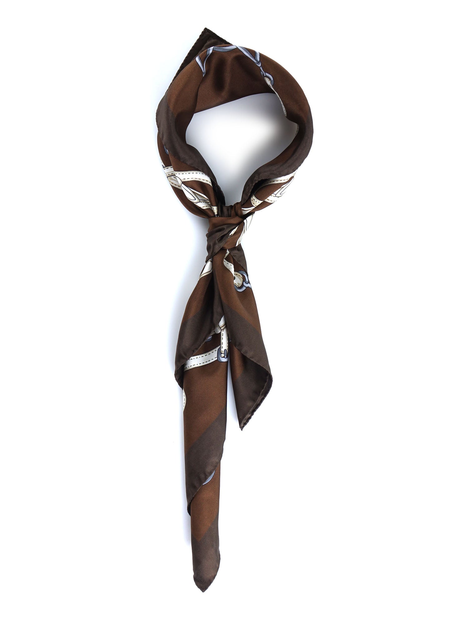 Brown scarf 90x90cm in REINS printed silk