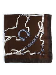 Brown scarf 90x90cm in REINS printed silk