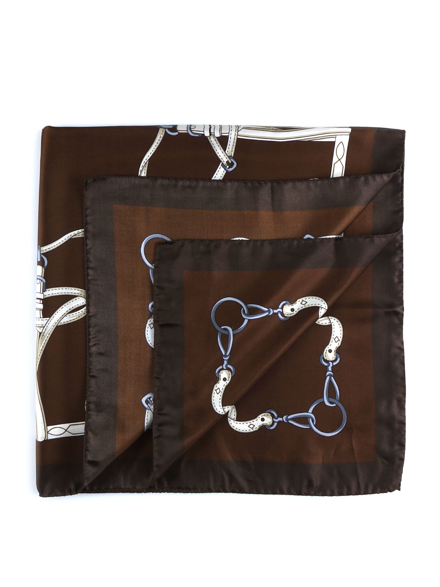 Brown scarf 90x90cm in REINS printed silk