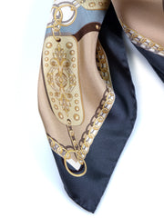Foulard fantasia in grigio in pura seta stampata BERENIKE