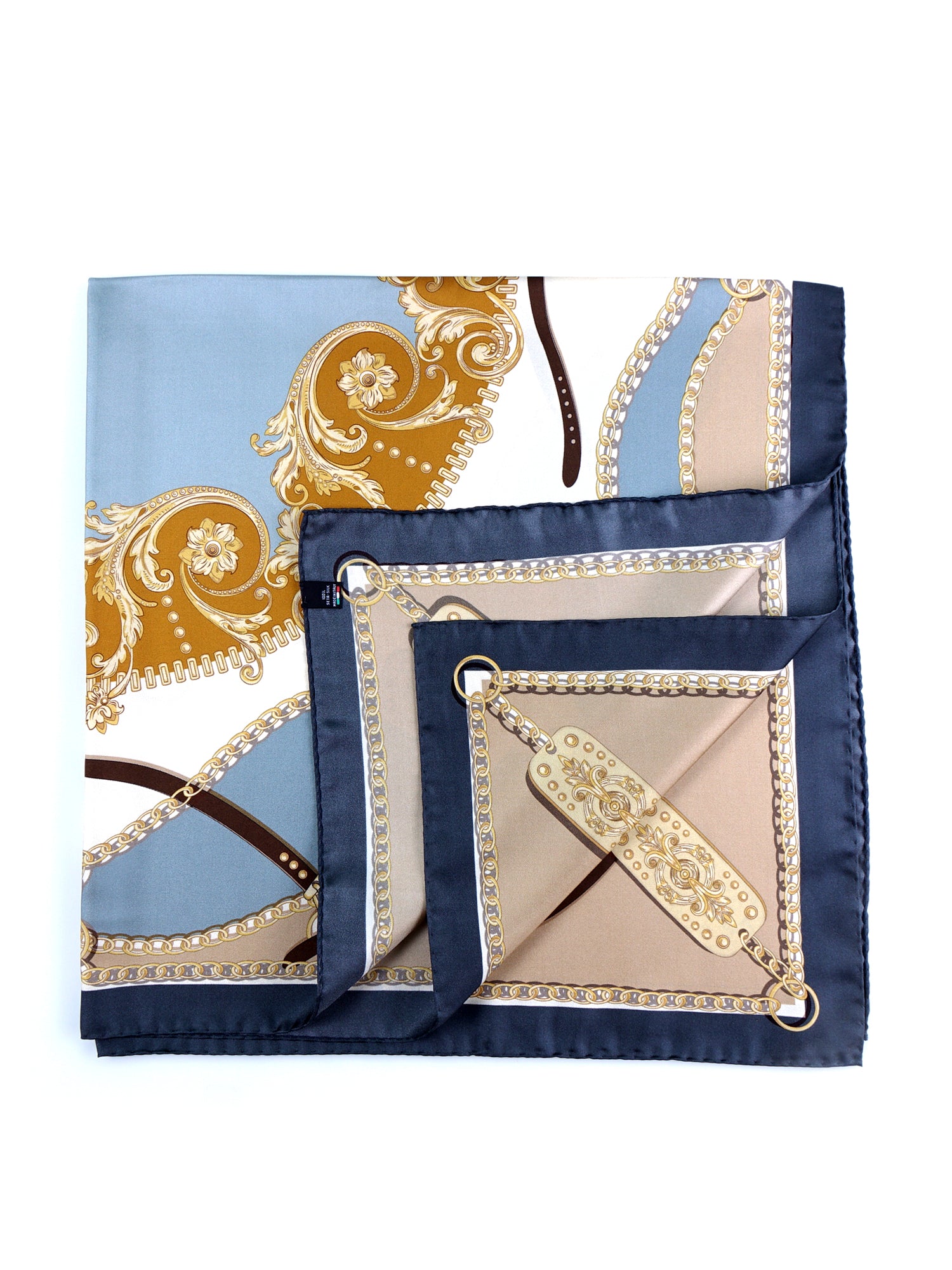 Foulard fantasia in grigio in pura seta stampata BERENIKE