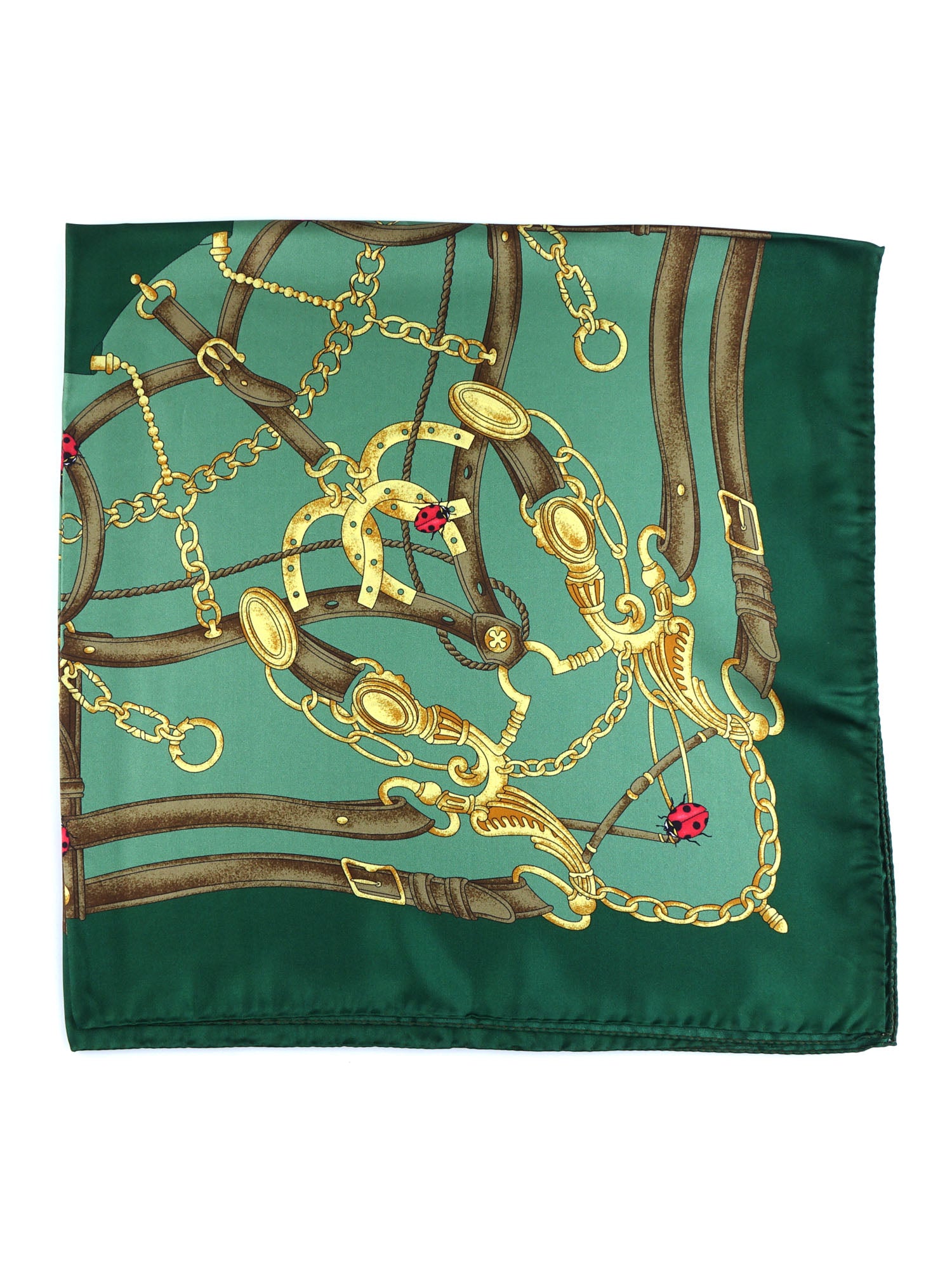 Foulard verde 90x90cm in seta stampata LADY BUGS