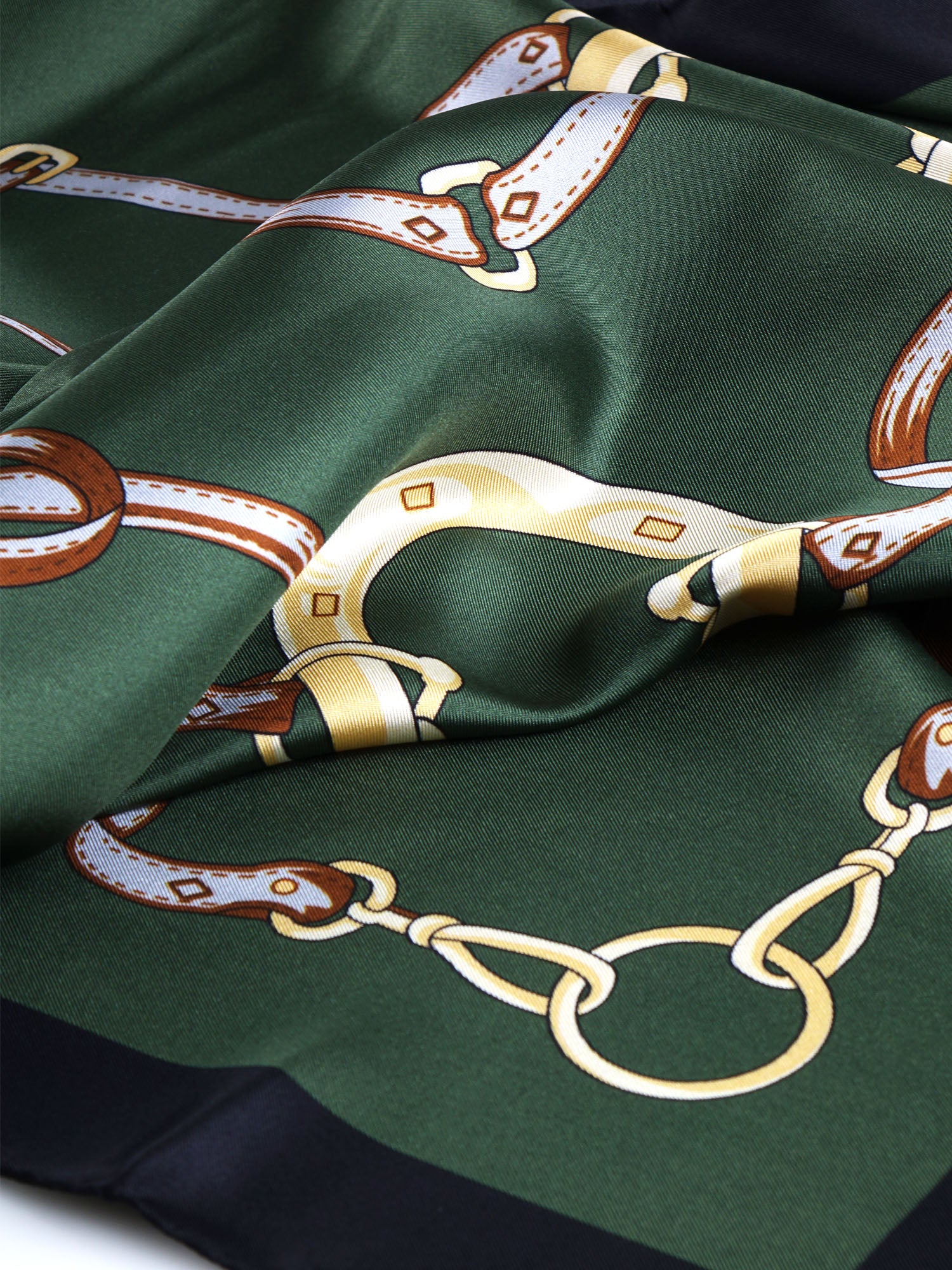 Foulard verde 90x90cm in seta stampata REINS