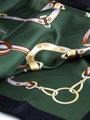 Foulard verde 90x90cm in seta stampata REINS