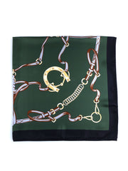 Foulard verde 90x90cm in seta stampata REINS