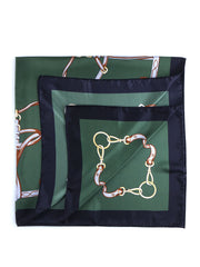 Foulard verde 90x90cm in seta stampata REINS