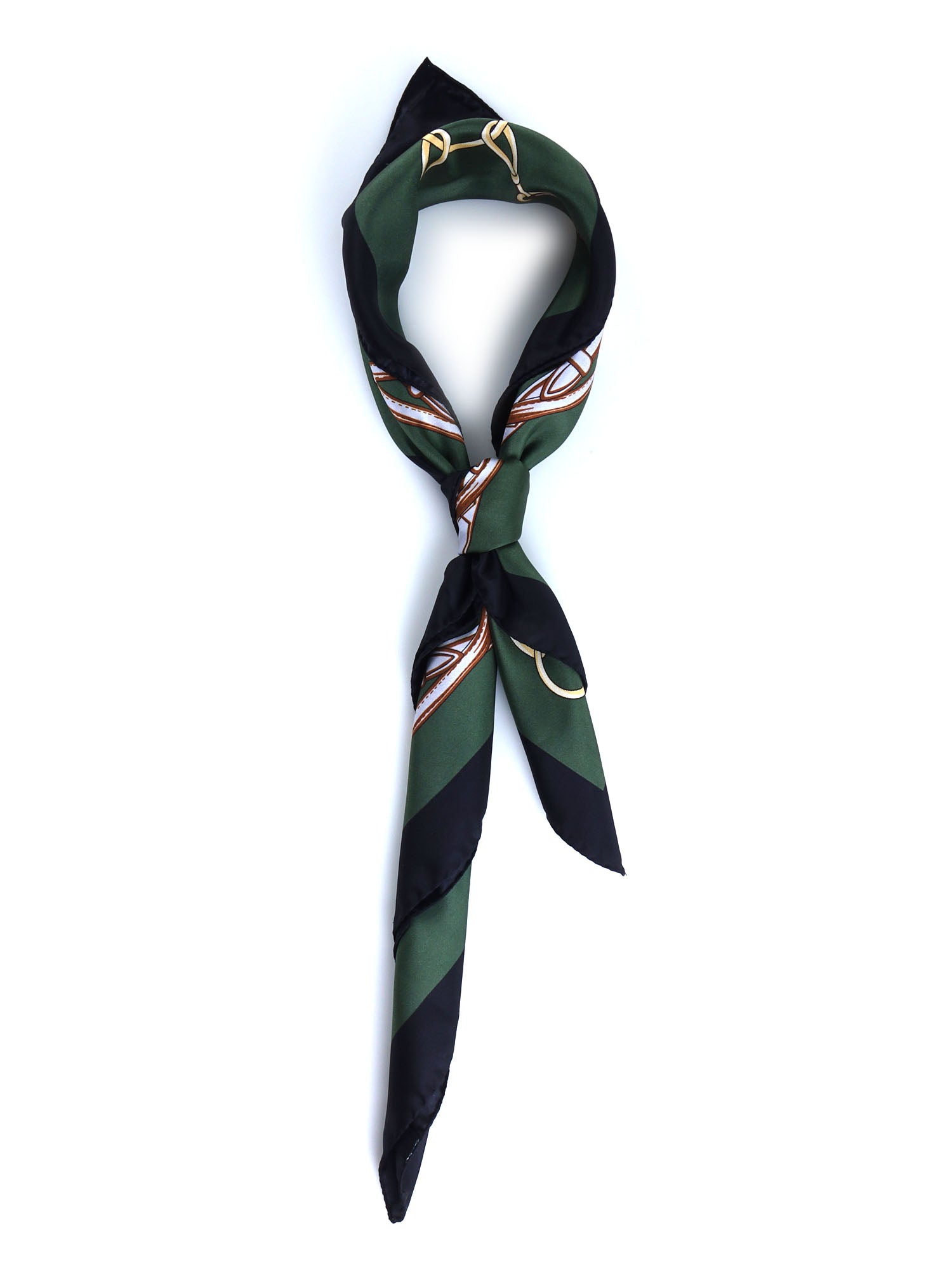Foulard verde 90x90cm in seta stampata REINS