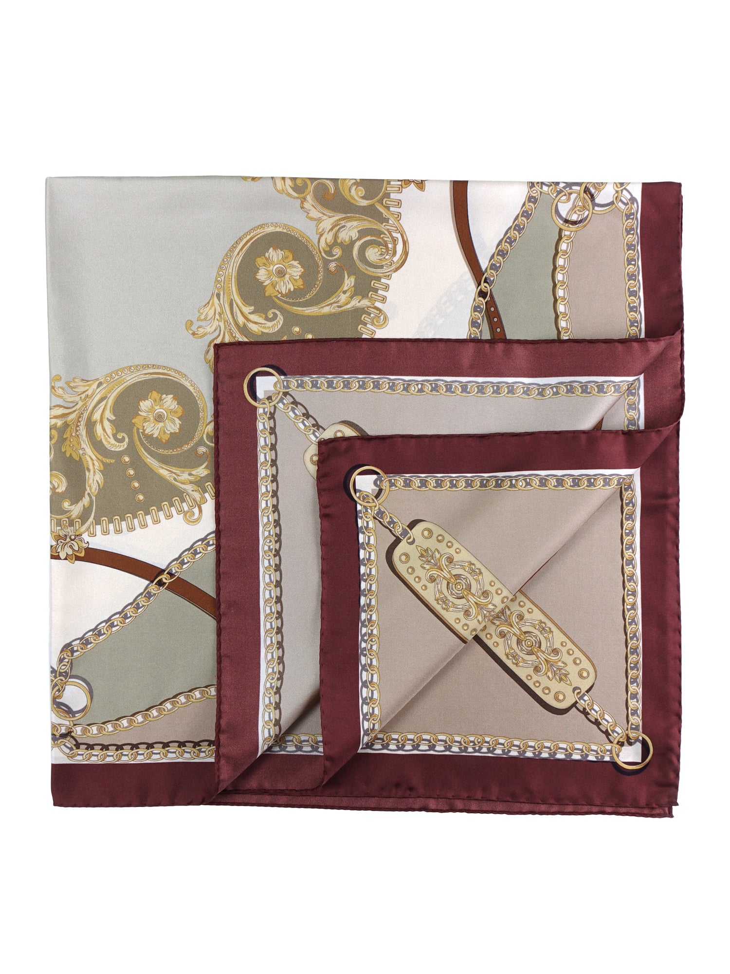 Foulard fantasia in verde/beige in pura seta stampata BERENIKE
