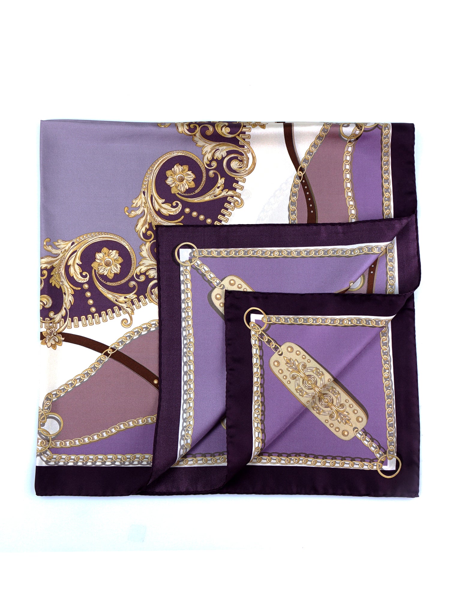 Foulard fantasia in lilla/beige in pura seta stampata BERENIKE