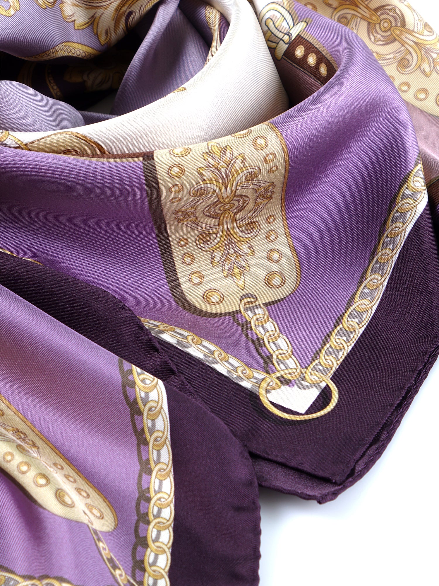 Foulard fantasia in lilla/beige in pura seta stampata BERENIKE