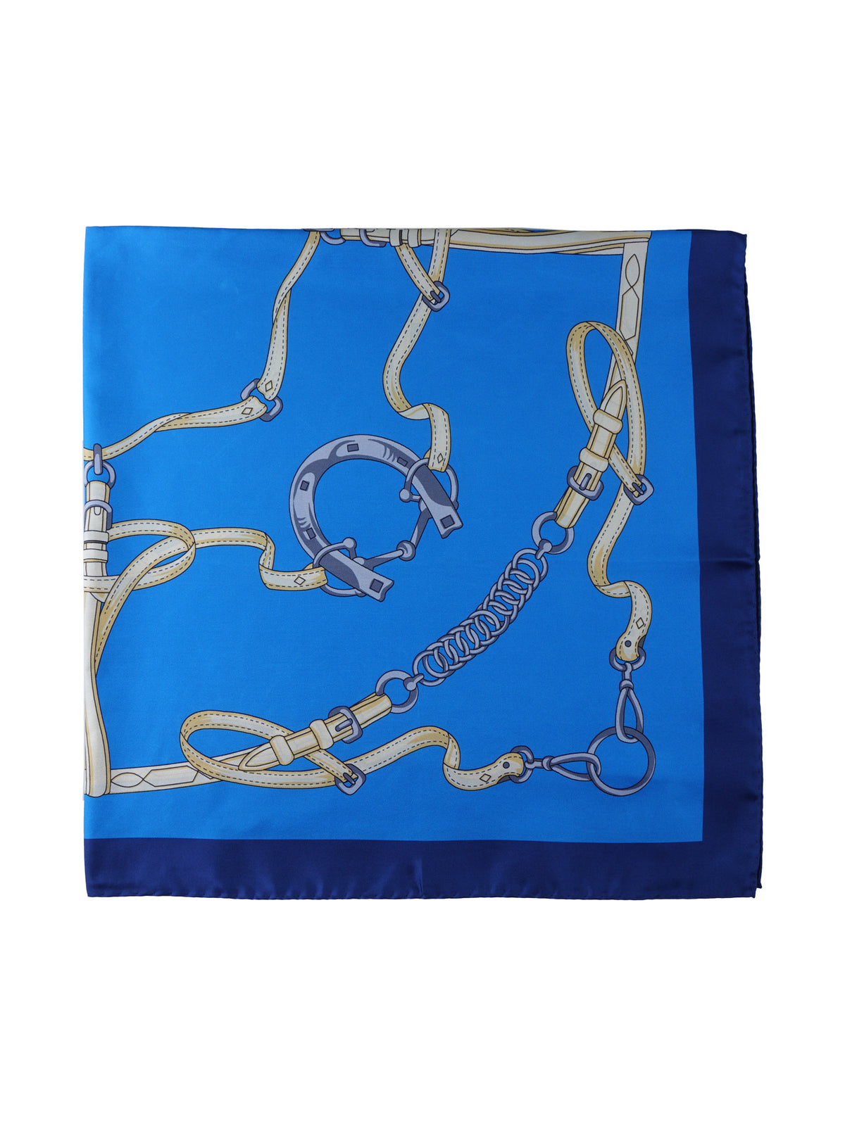 Foulard celeste 90x90cm in seta stampata REINS