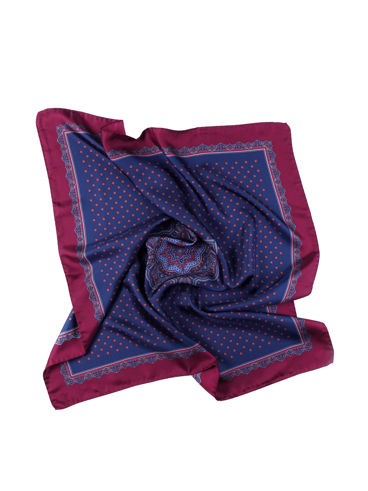 Foulard blu 70x70cm in seta stampata MELIER