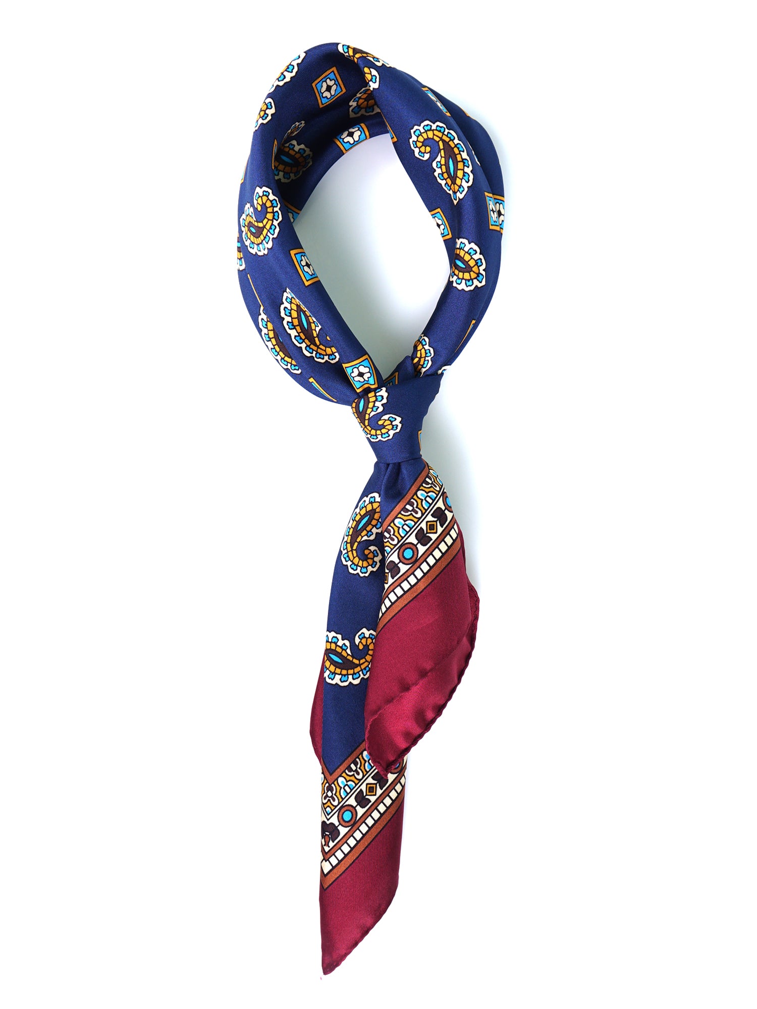 Foulard blu 70x70cm in seta stampata FALENA