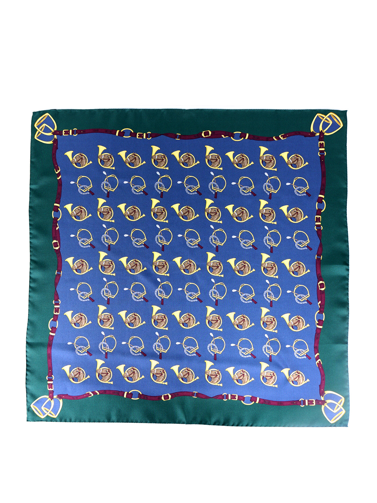Foulard blu 70x70cm in seta stampata TRUMPETS