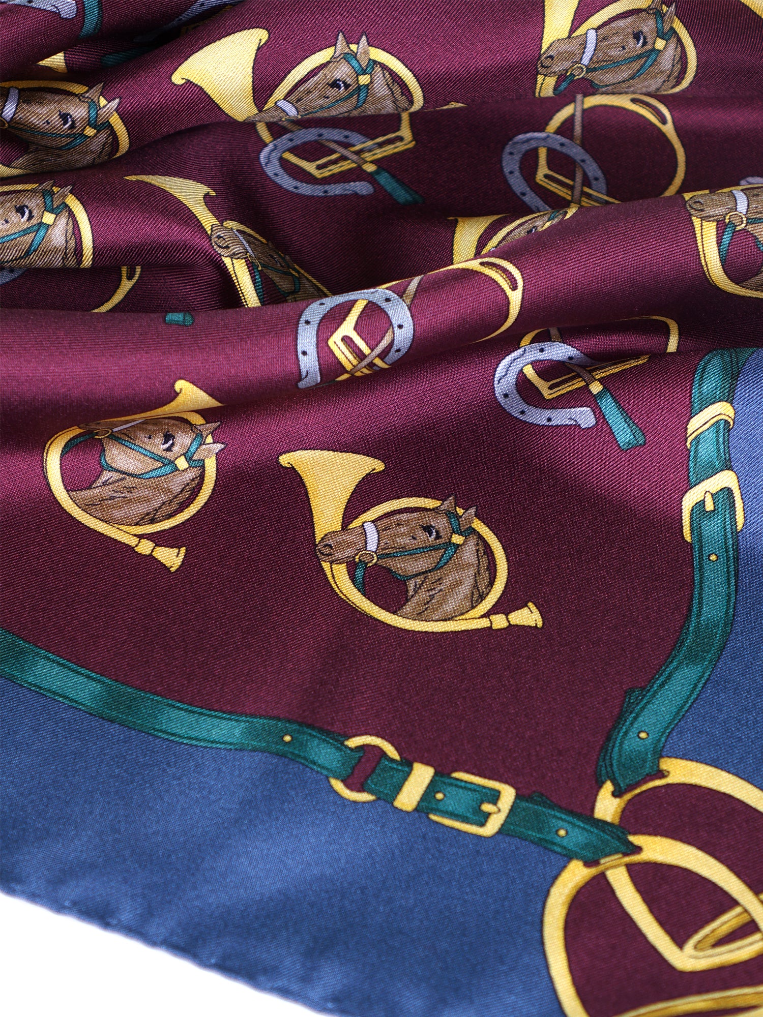 Foulard bordeaux 70x70cm in seta stampata TRUMPETS