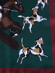 Foulard verde 70x70cm in seta stampata HORSES