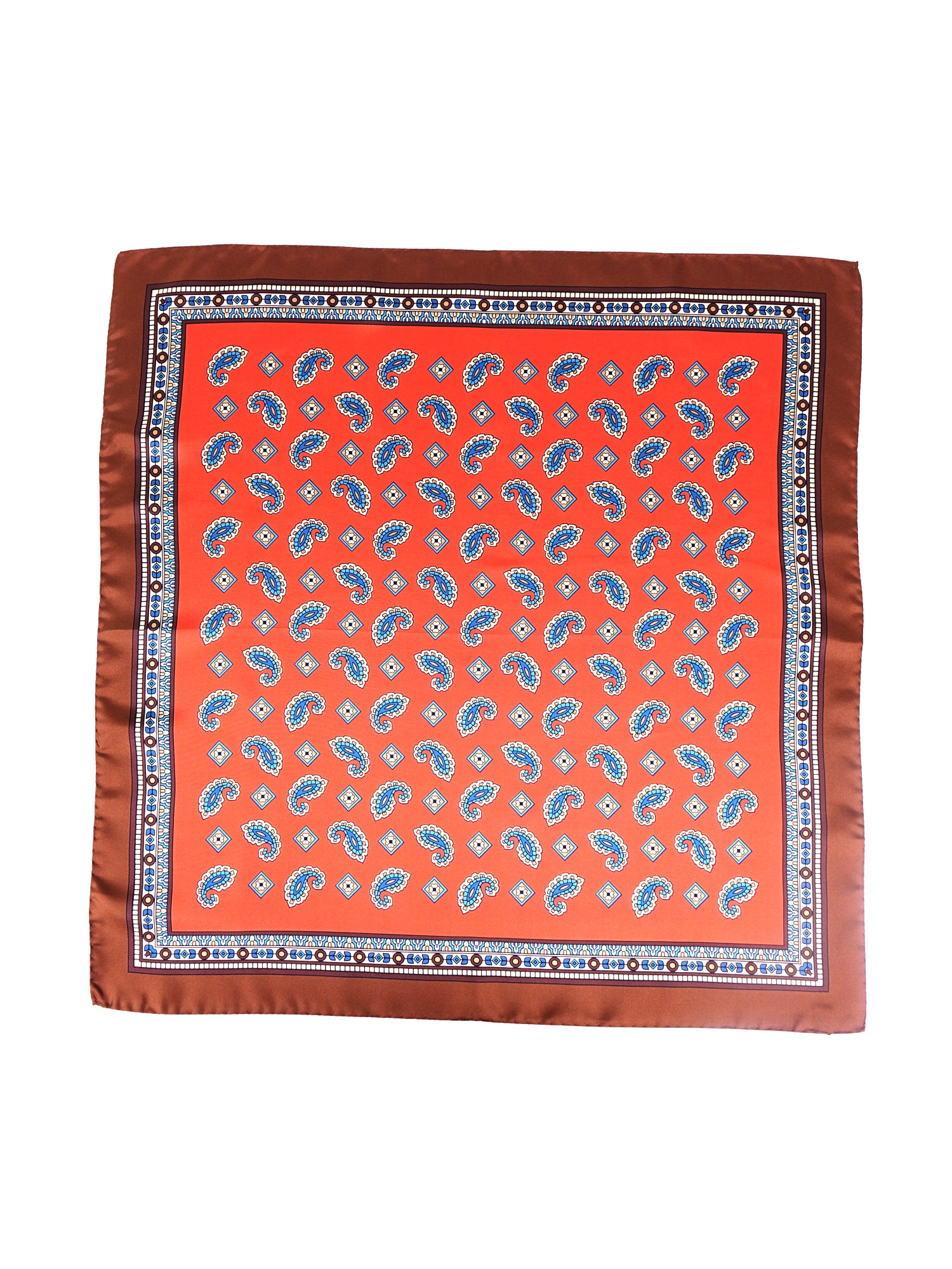 Foulard arancione 70x70cm in seta stampata FALENA
