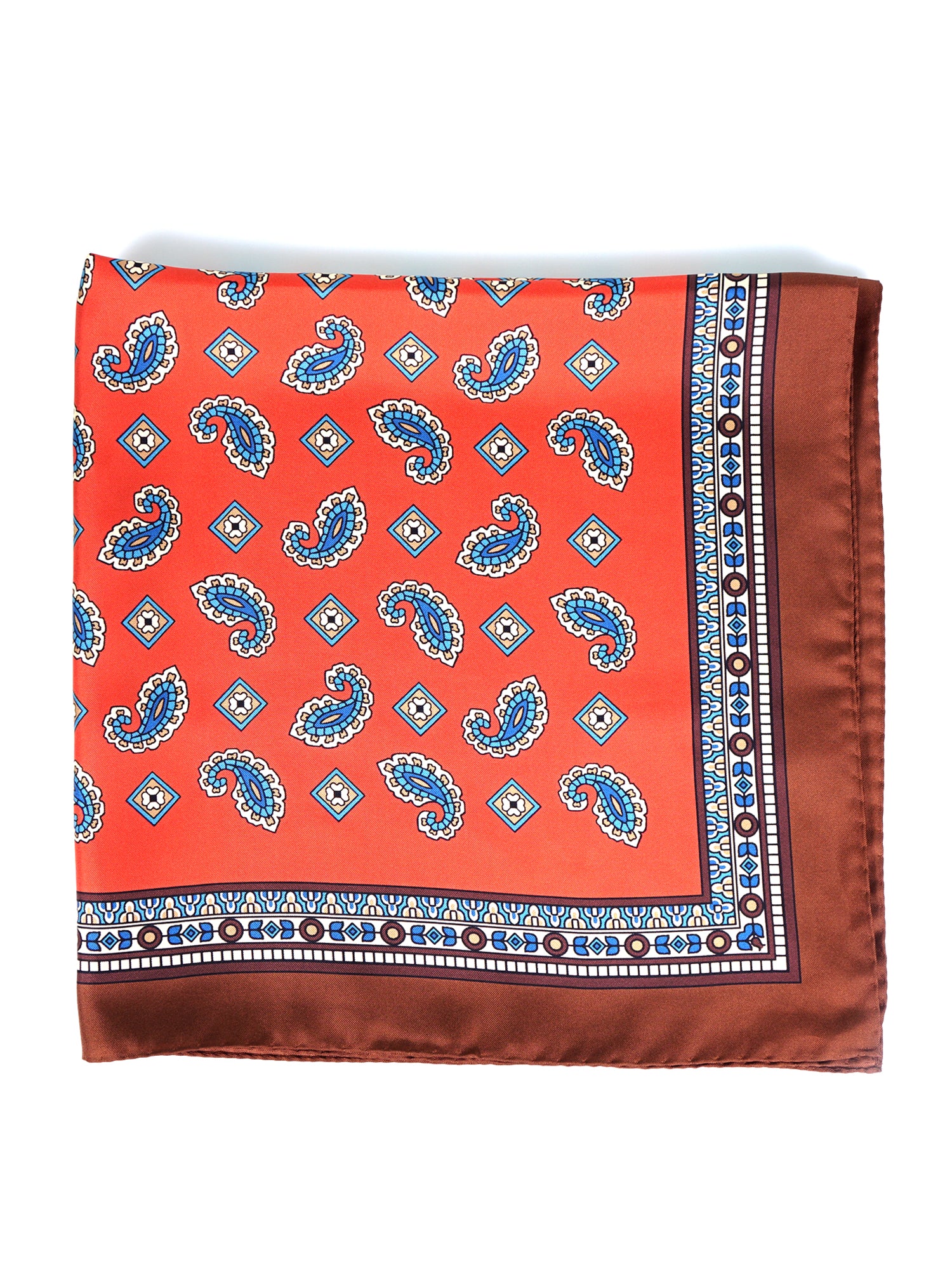 Foulard arancione 70x70cm in seta stampata FALENA
