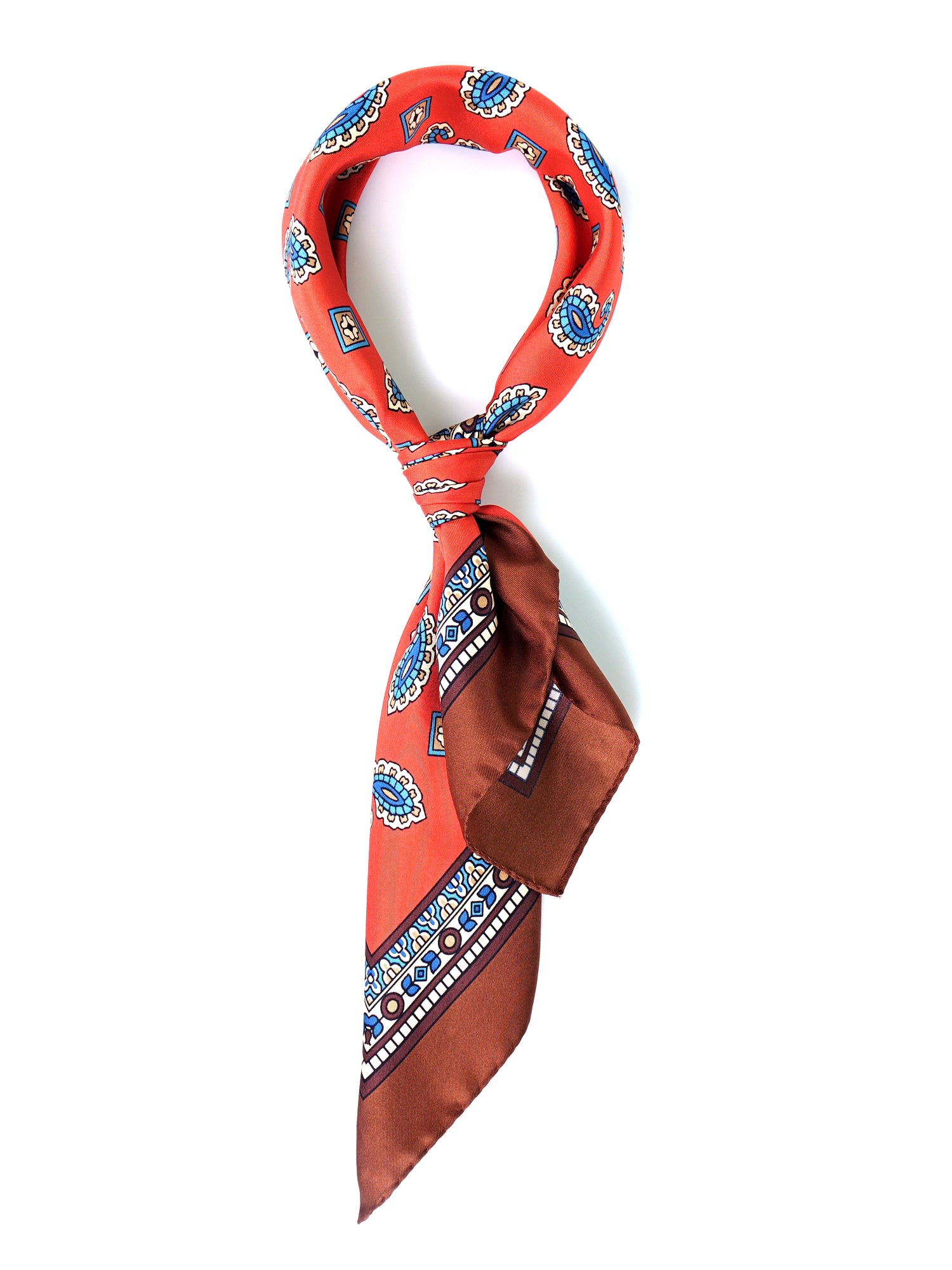 Foulard arancione 70x70cm in seta stampata FALENA