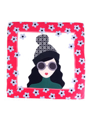 Foulard rosso 70x70cm in seta crespo stampata LADY