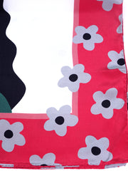 Foulard rosso 70x70cm in seta crespo stampata LADY