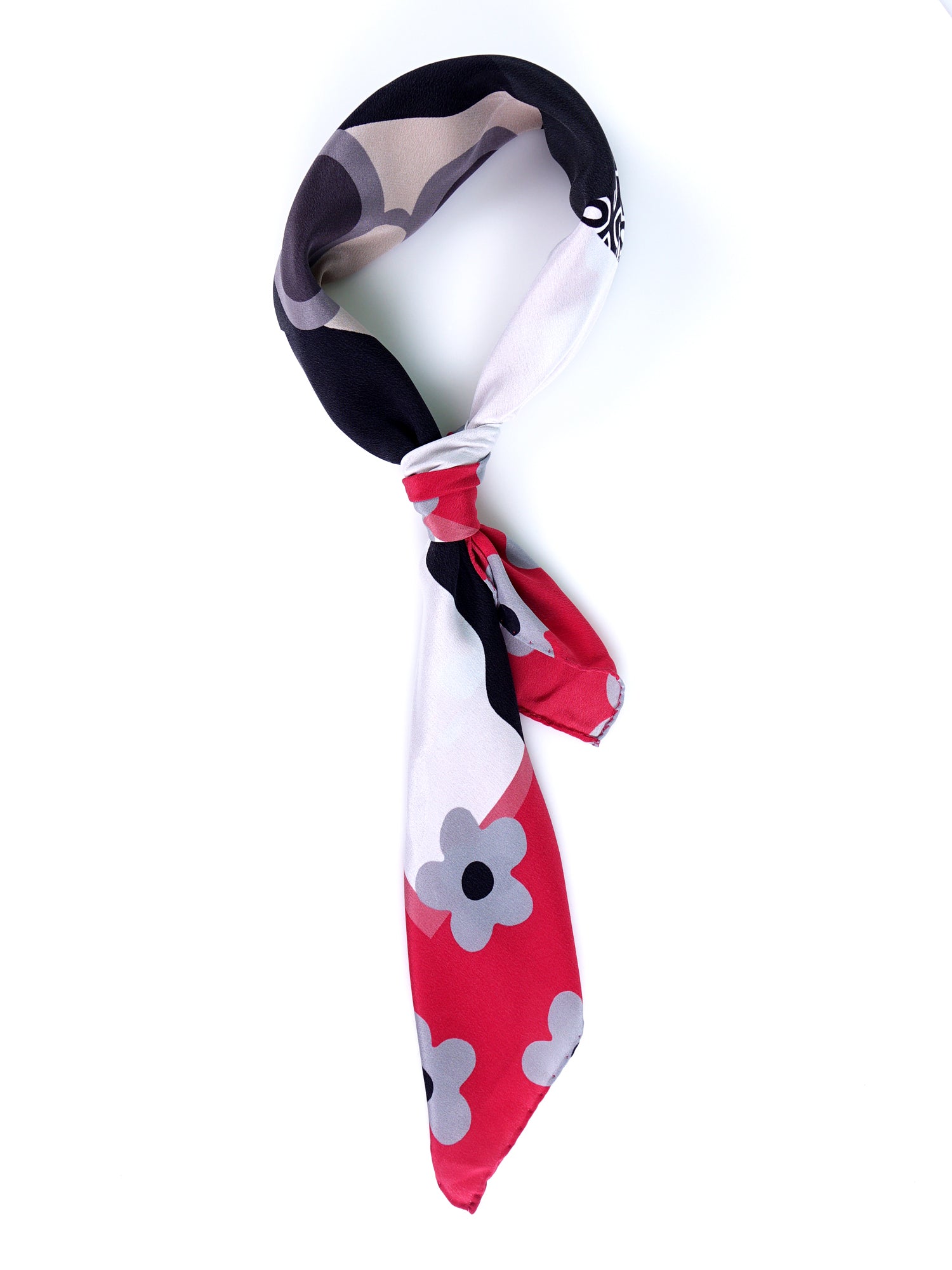 Foulard rosso 70x70cm in seta crespo stampata LADY
