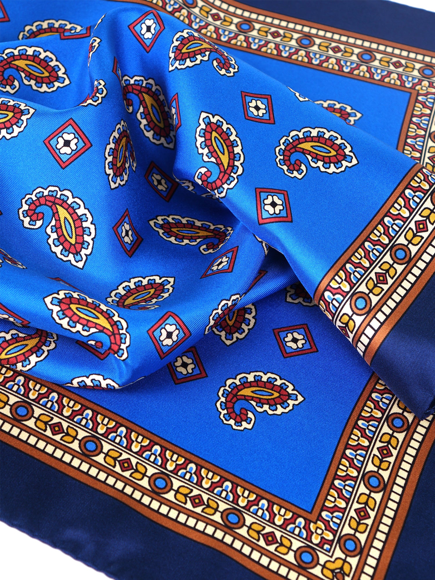 Foulard blu elettrico 70x70cm in seta stampata FALENA