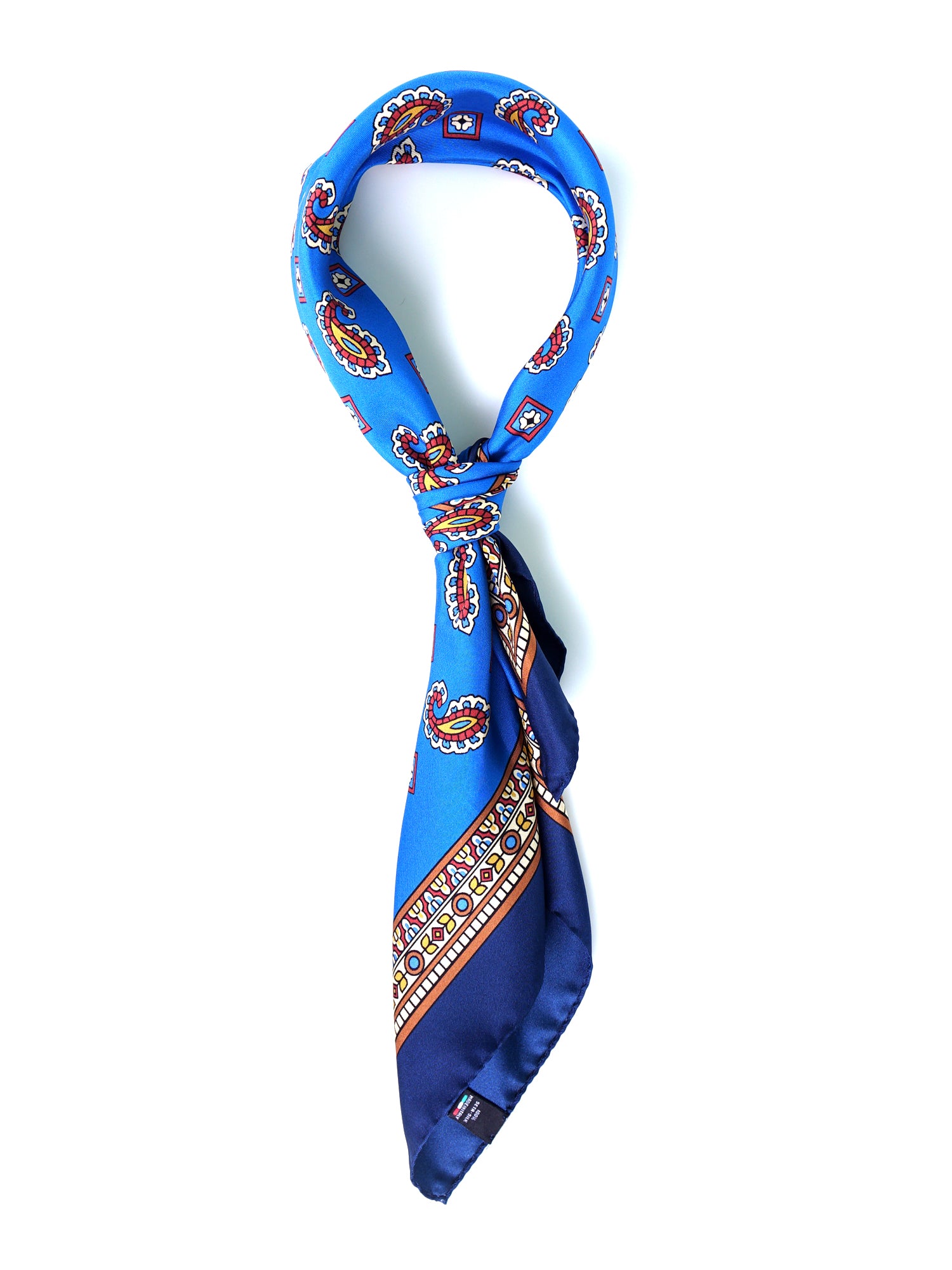 Foulard blu elettrico 70x70cm in seta stampata FALENA