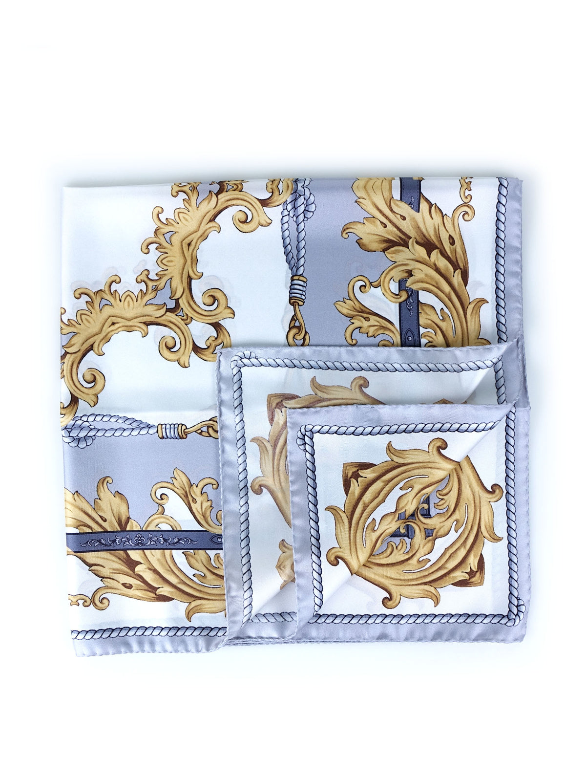 Foulard bianco 70x70cm in pura seta stampata PAINTING