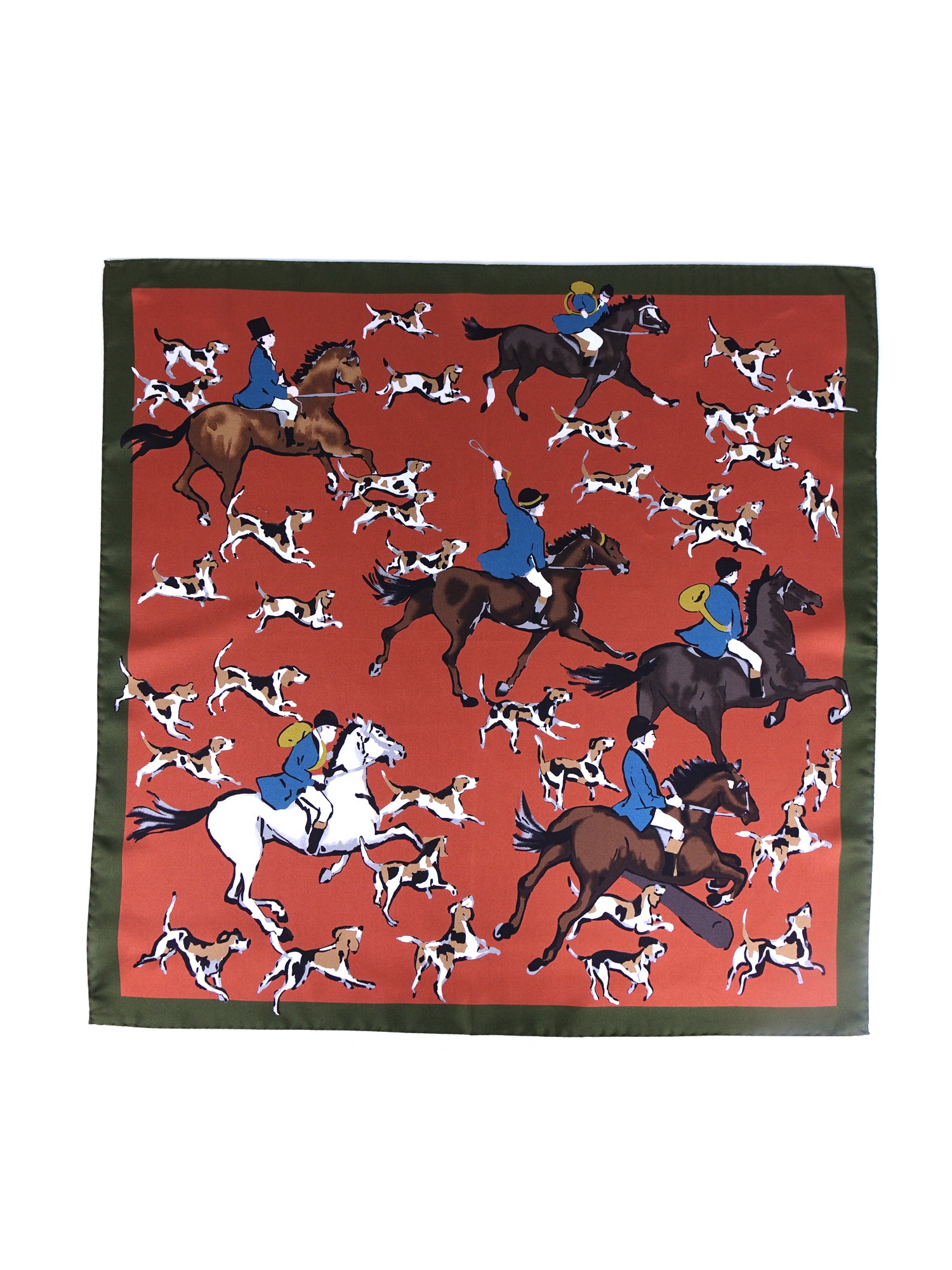 Foulard ruggine 70x70cm in seta stampata HORSES