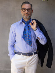TWILLY scarf in pure silk printed Electric Blue