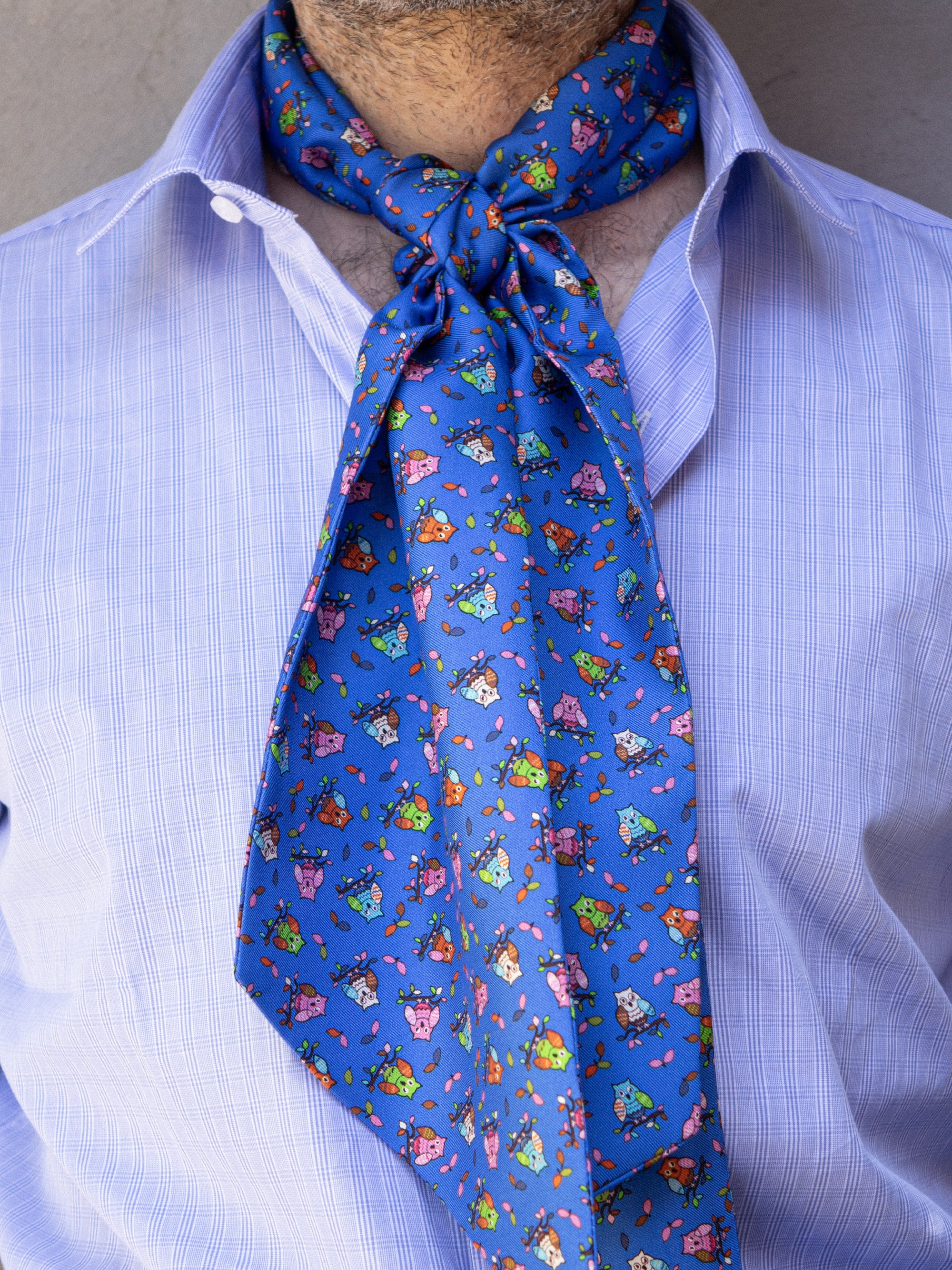 TWILLY scarf in pure silk printed Electric Blue