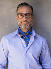 TWILLY scarf in pure silk printed Electric Blue