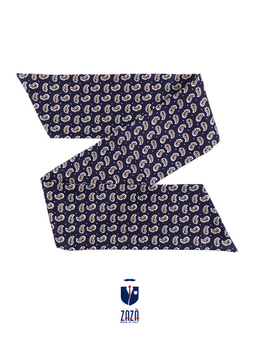 Foulard Di Seta Uomo Avantgarde | Ascot Con Stampa Fiori | Blu, Made In Italy - Foto 7