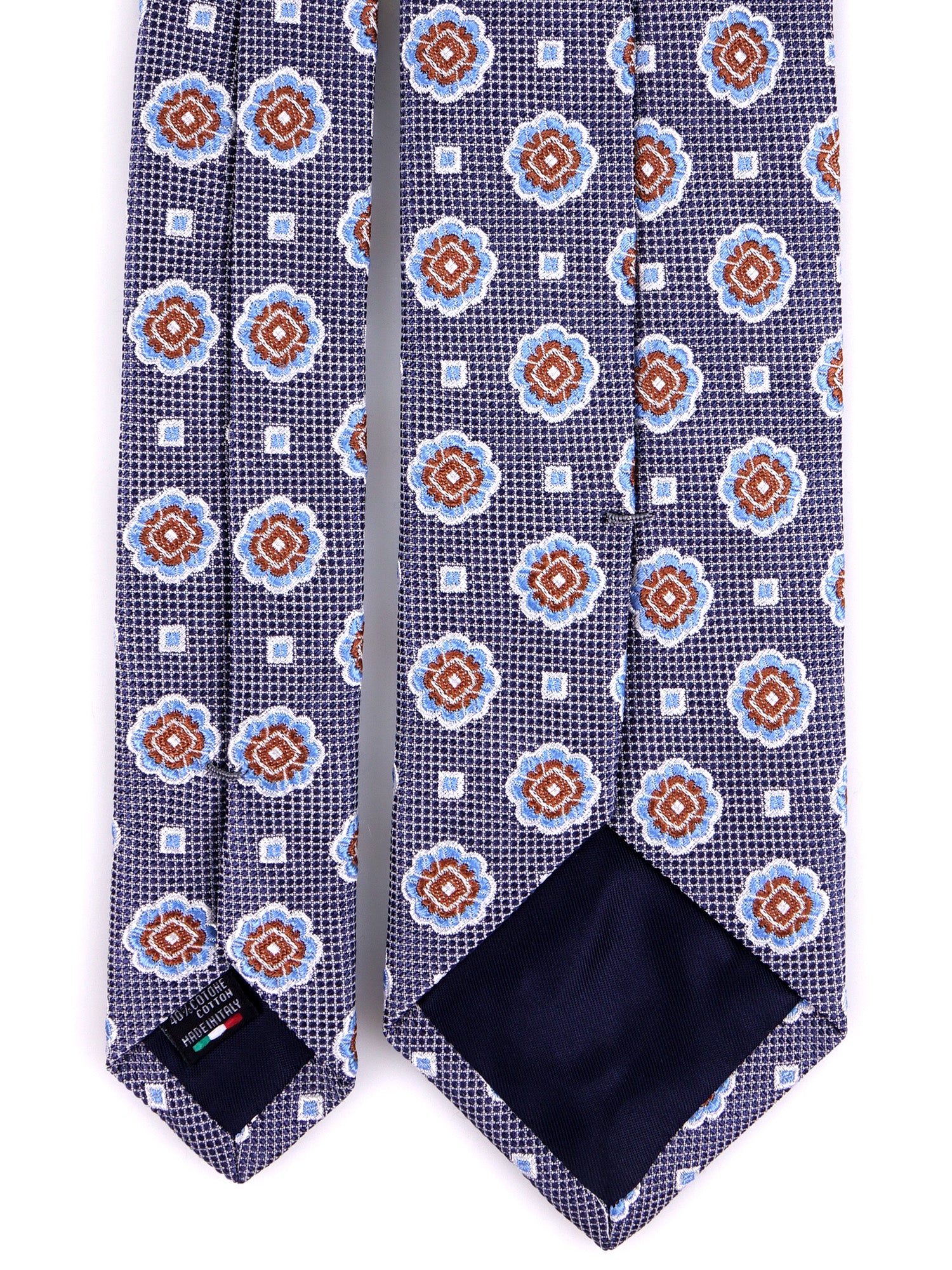 Cravatta 3 pieghe FREY seta\cotone blu scuro