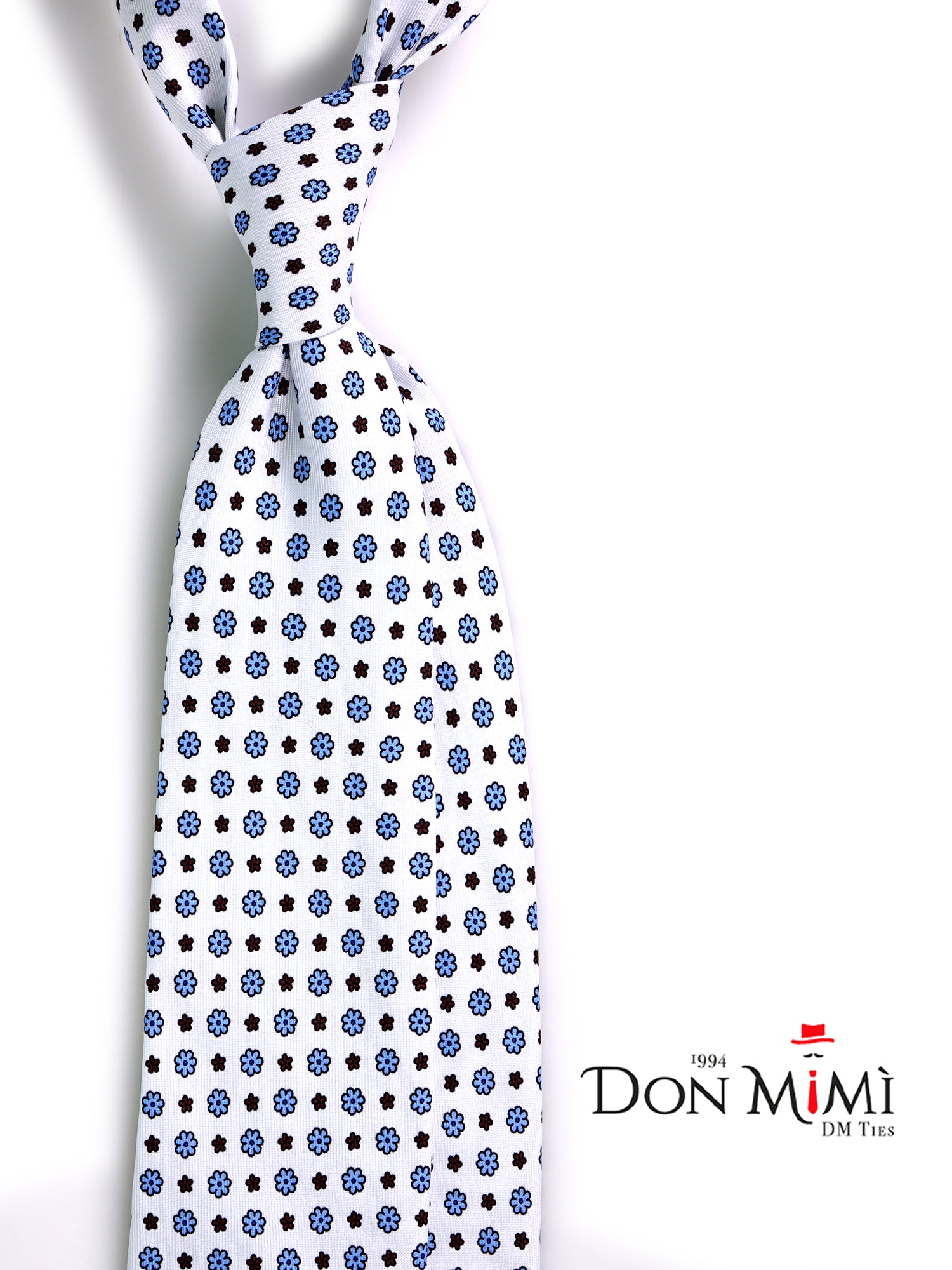 Cravatta 3 Pieghe bianco FROSTELLE seta stampata inglese