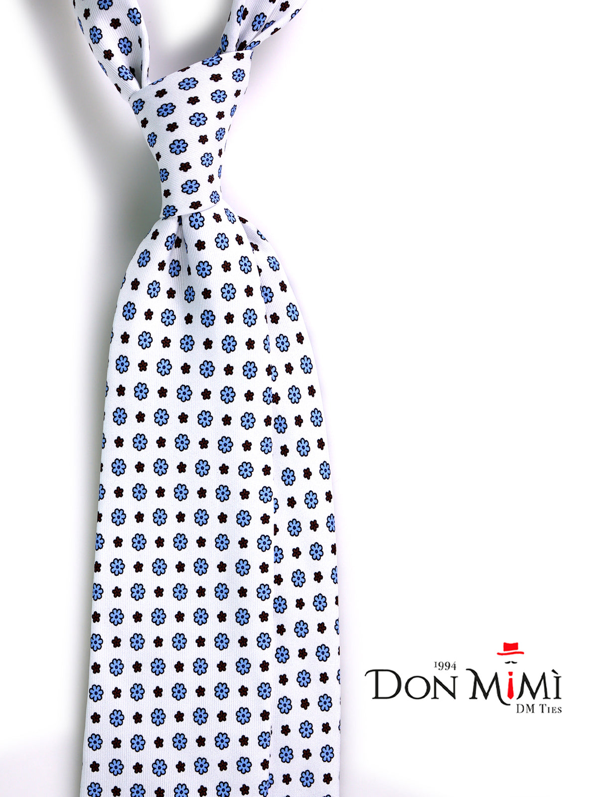 Cravatta 3 Pieghe bianco FROSTELLE seta stampata inglese