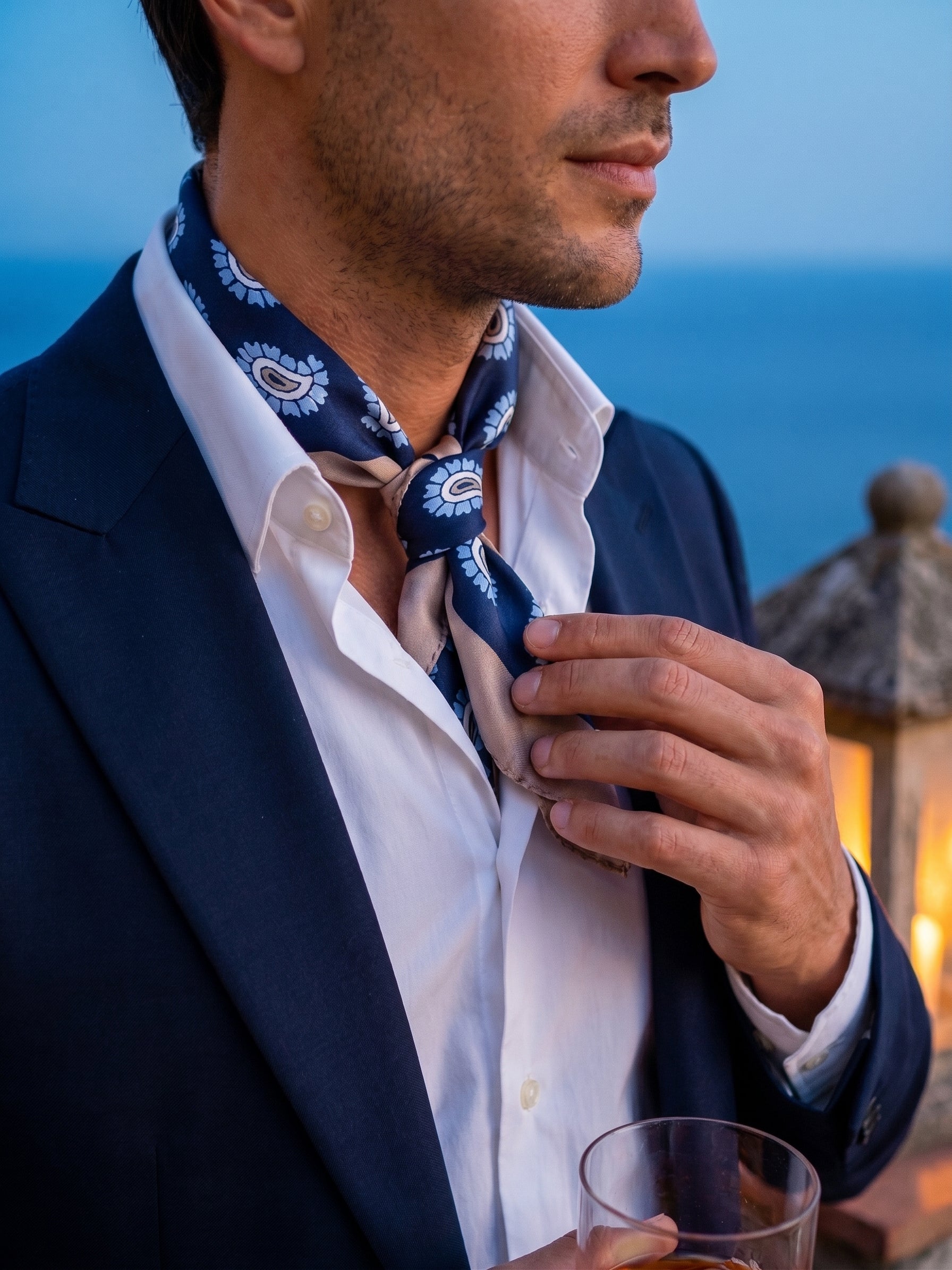 Foulard GAGGIA blu in seta stampata