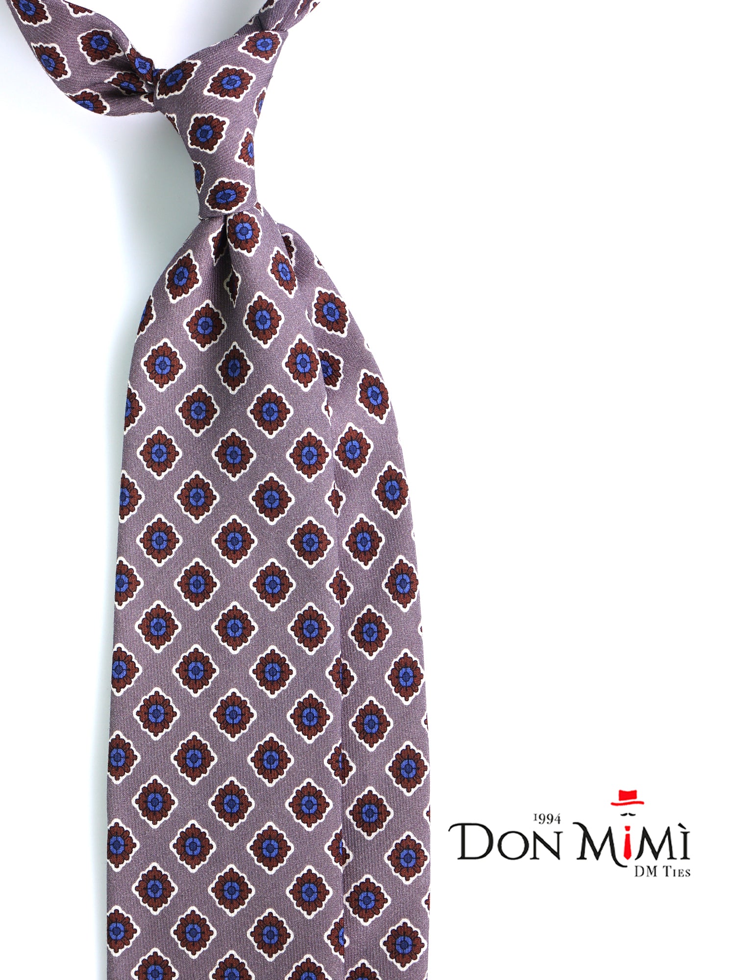 Cravatta beige 3 Pieghe GASTONE in lana challis stampata inglese