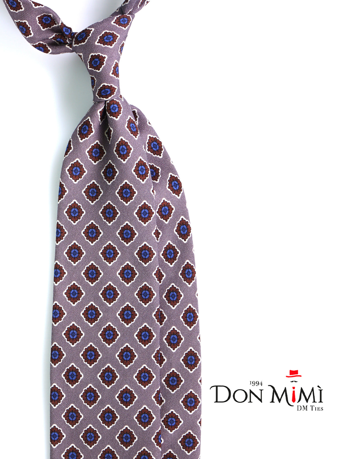 Cravatta beige 3 Pieghe GASTONE in lana challis stampata inglese