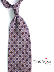 Cravatta beige 3 Pieghe GASTONE in lana challis stampata inglese