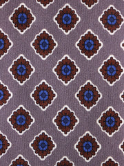 Cravatta beige 3 Pieghe GASTONE in lana challis stampata inglese