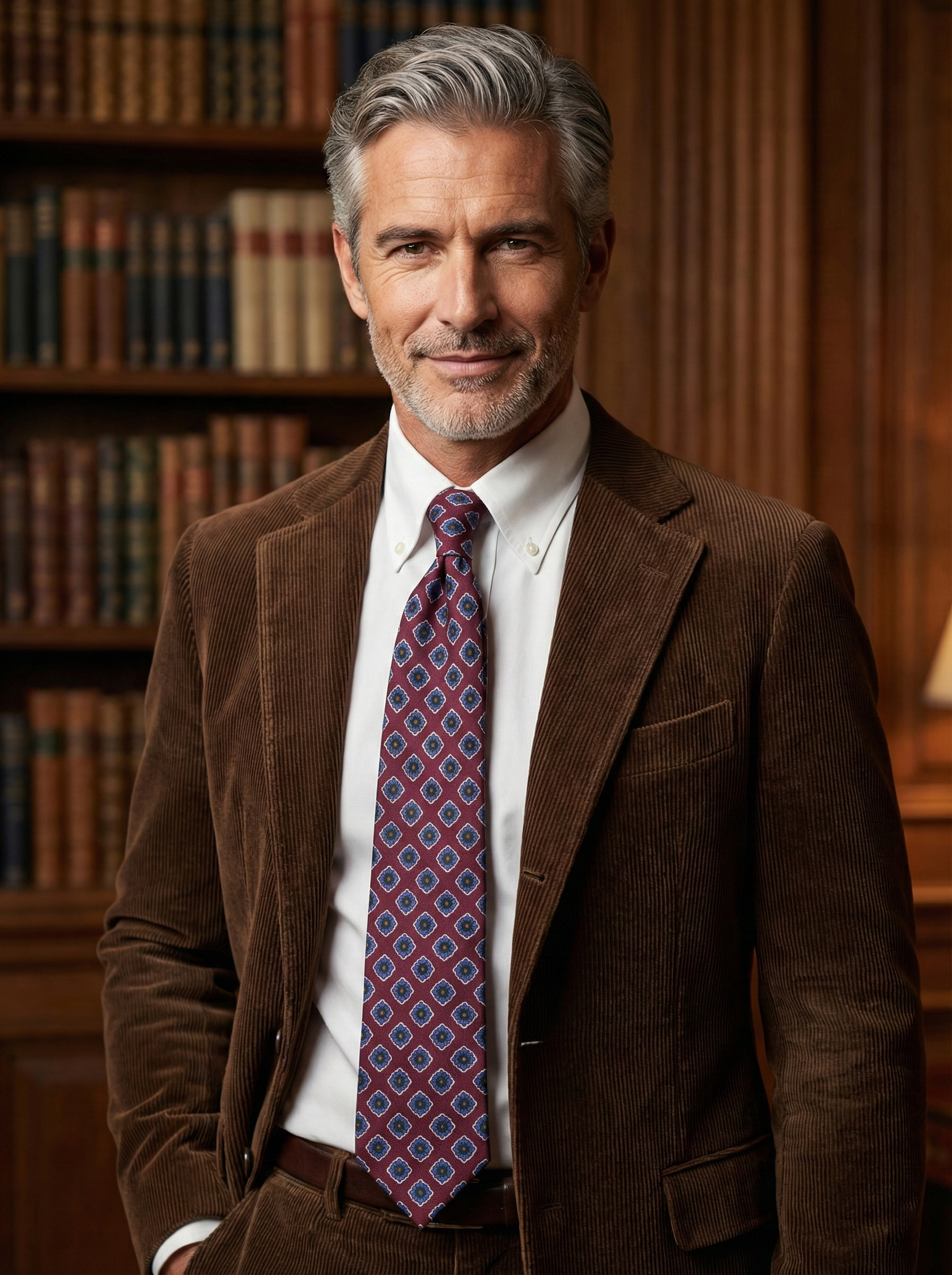 GASTONE 3-Fold Burgundy Tie in English Printed Challis Wool 