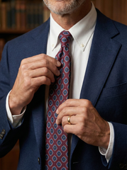 GASTONE 3-Fold Burgundy Tie in English Printed Challis Wool 