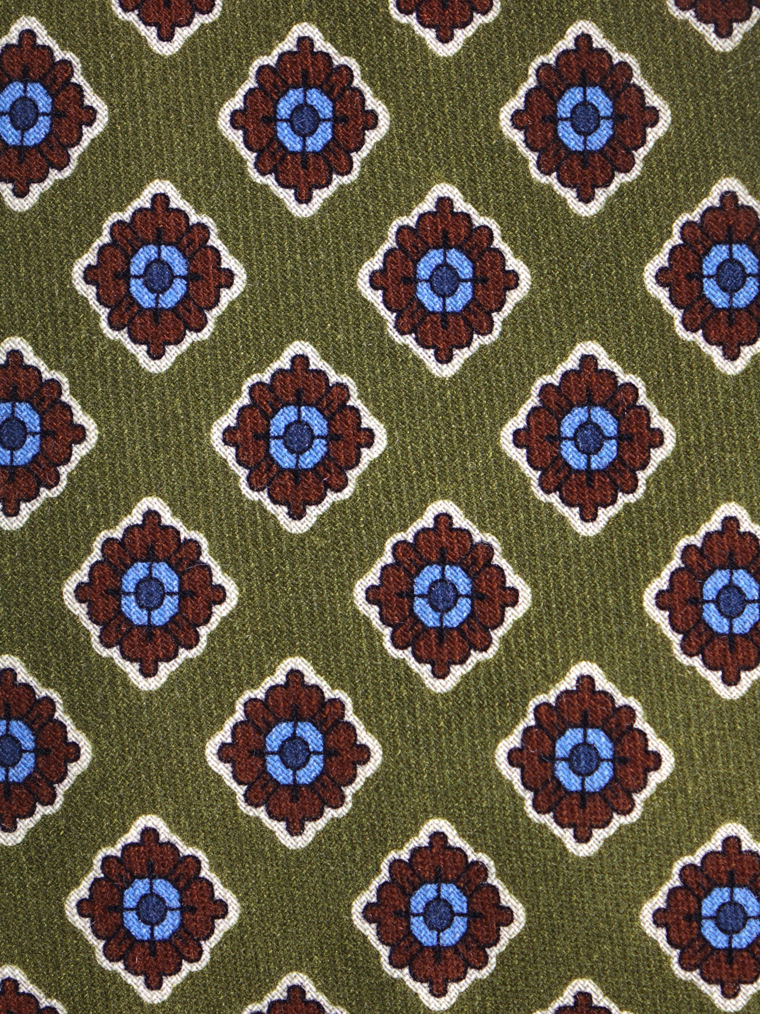 Cravatta verde 3 Pieghe GASTONE in lana challis stampata inglese