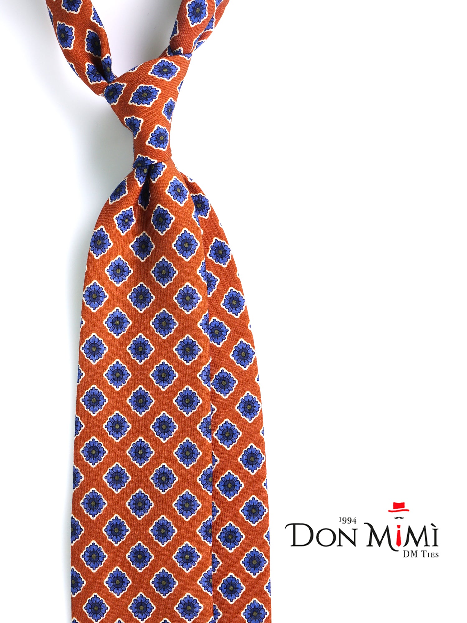 Cravatta cammello 3 Pieghe GASTONE in lana challis stampata inglese