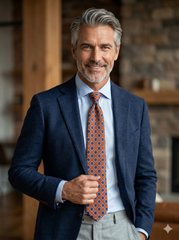 Cravatta cammello 3 Pieghe GASTONE in lana challis stampata inglese